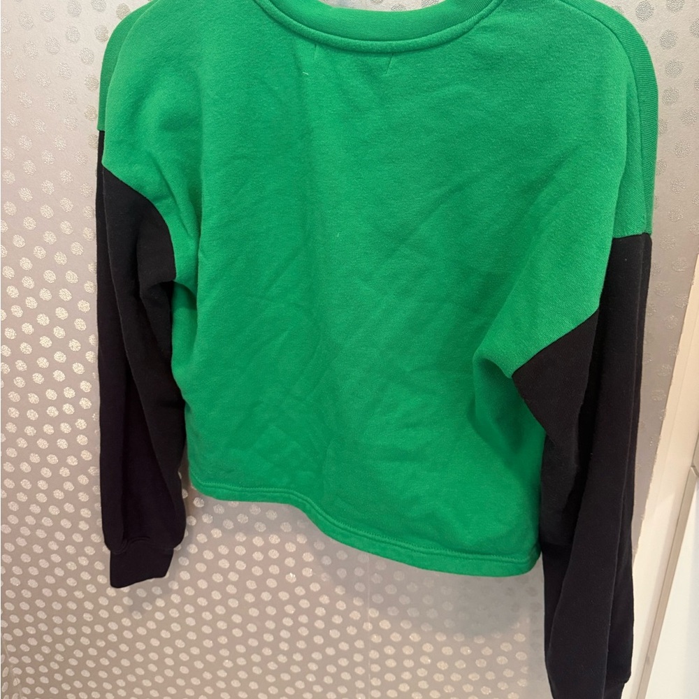 WEAR BY ERIN ANDREWS DALLAS STARS WOMENS GREEN COLORBLOCK CREW SWEATSHIRT - Picture 5 of 6